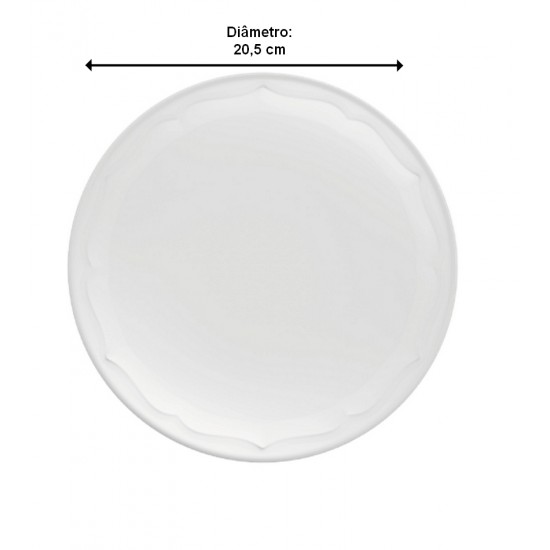 Prato Para Sobremesa 20,5cm Clássica Porcelana Germer